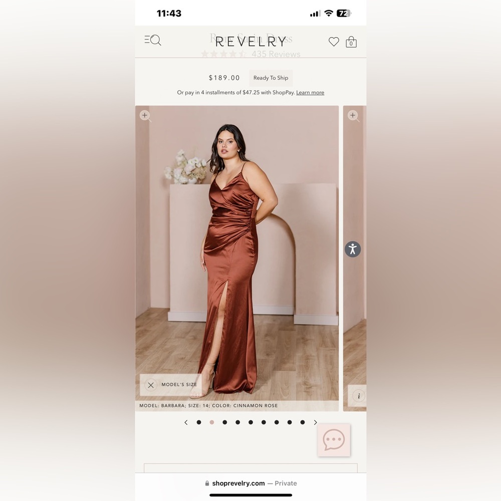 Revelry Rory Satin Dress size 8